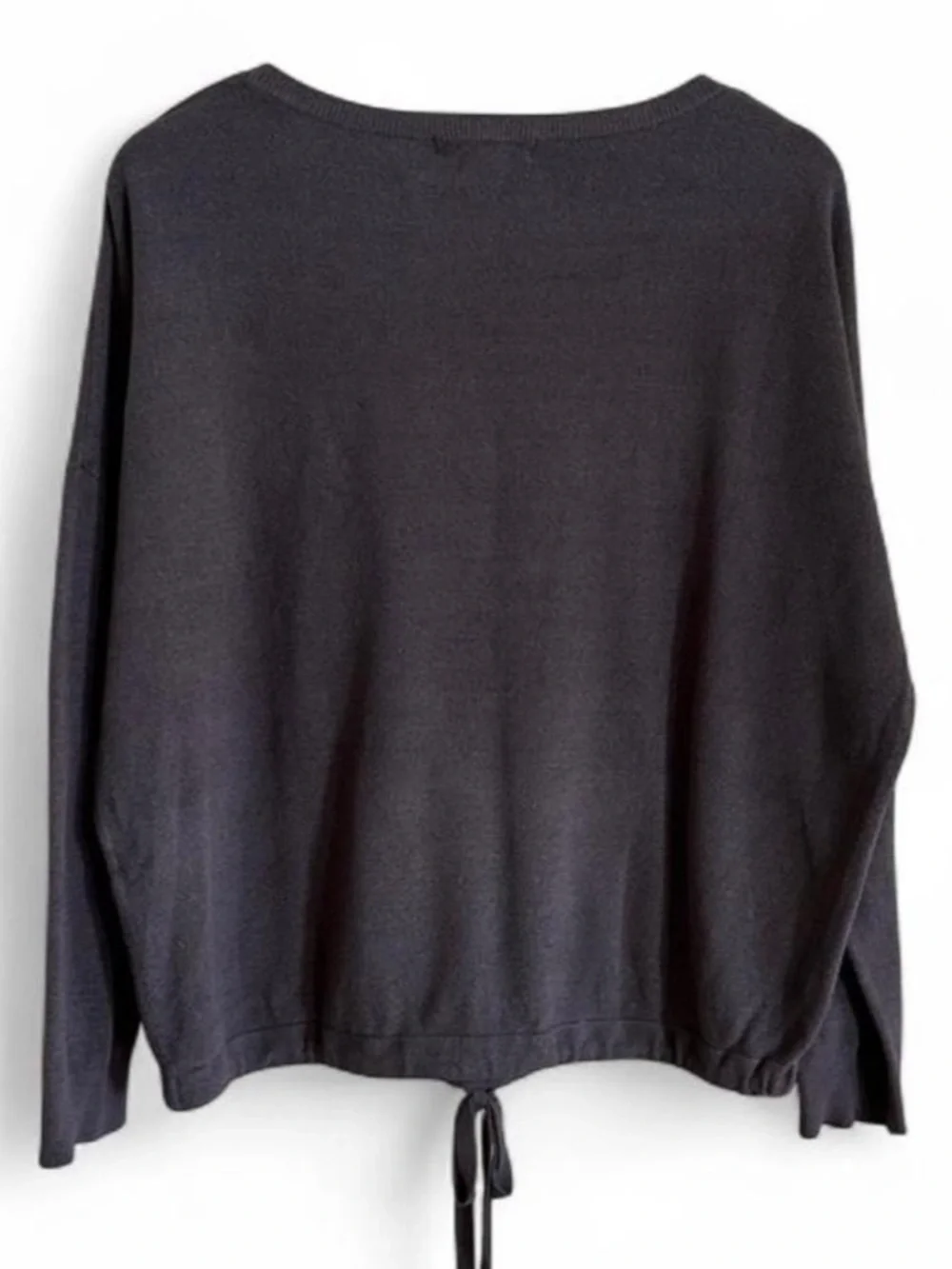 Barefoot Dreams CozyChic Ultra Lite Gray Pullover Tie Hem Top L - Picture 4 of 8